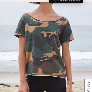John Galt Robyn Camo Off-The-Shoulder Top